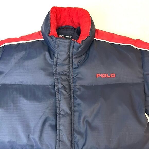 Vintage Polo Ralph Lauren Baby Down Snowsuit Navy Blue Zip Front - Picture 9 of 10